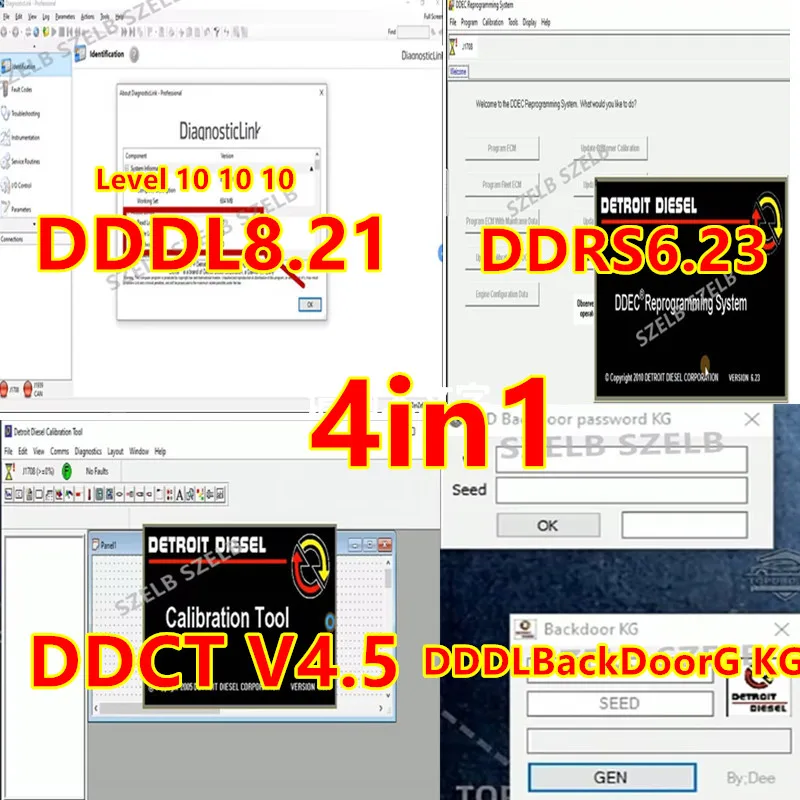 

2025 DDDL 8,21 SP1 Детройт Дизельный диагностический уровень 10 + 10 + 10 + DDDL BackDoorKG + DDCT v4.5 + DRS 6,23 Инструмент для калибровки