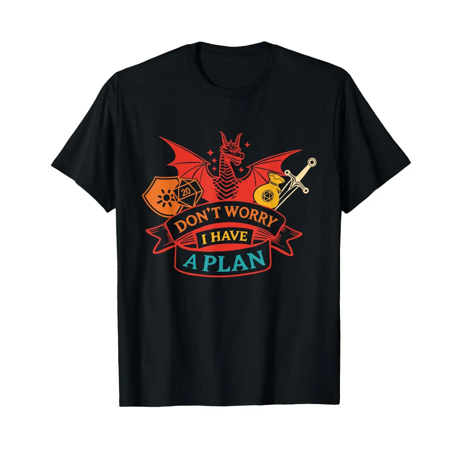 Don't Worry I Have A Plan Dragon Vintage Design T Shirt vintage Washed Unisex streetwear graphic Top For Everyday Wear