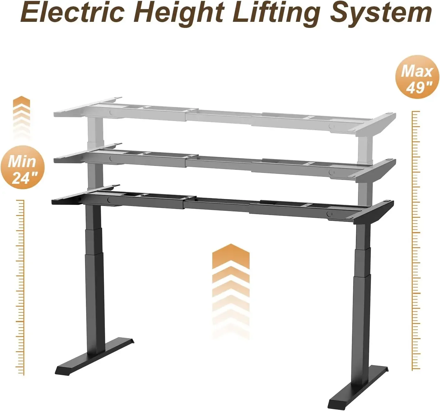 Mesa ajustável dupla altura do motor, Motorizado Stand Up Desk, Preto Standing Desk Only