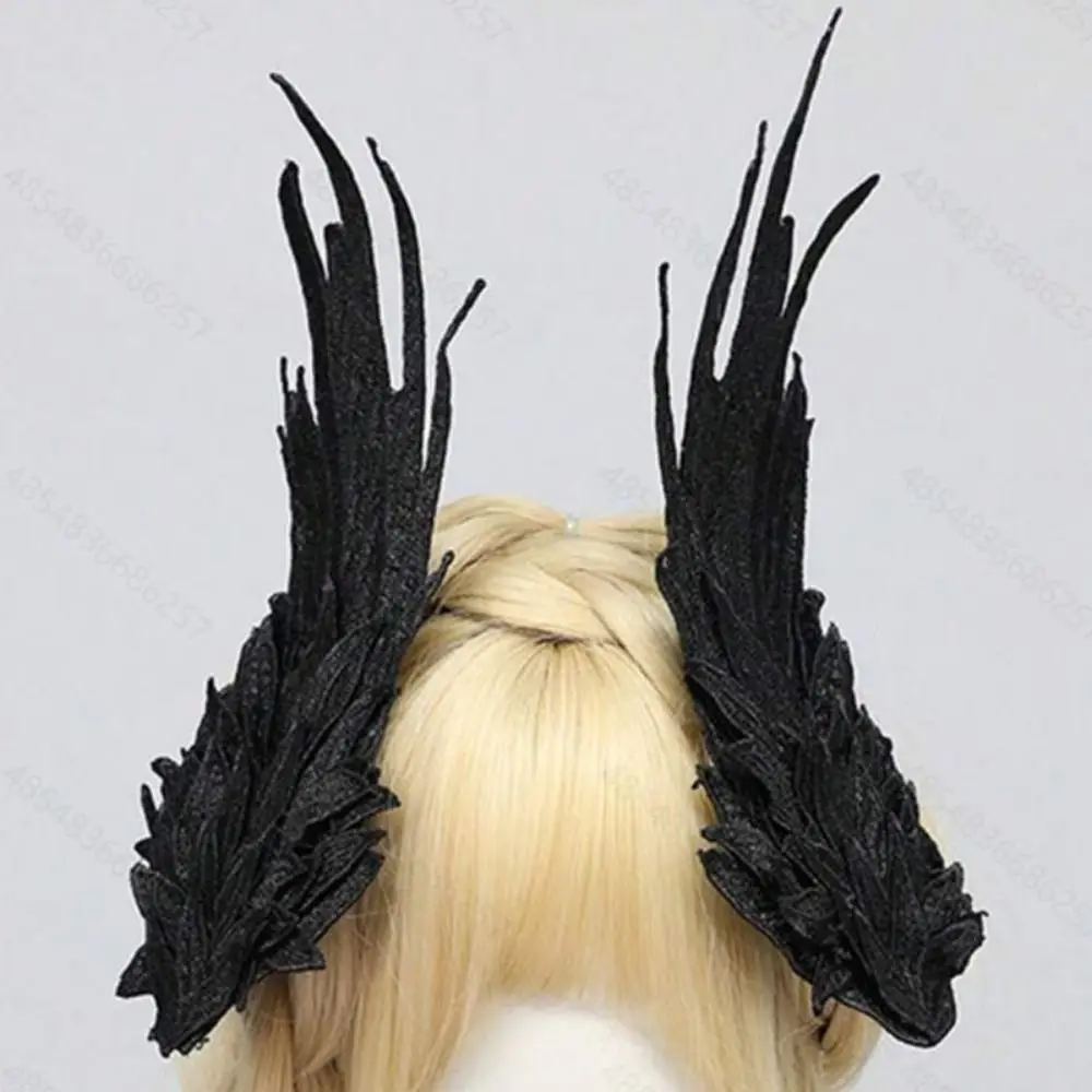 أزياء الجنية ريشة التطريز حافة كليب تأثيري الحلو لوليتا مشبك شعر هالوين الشعر الديكورات الجناح غطاء الرأس فتاة #3
