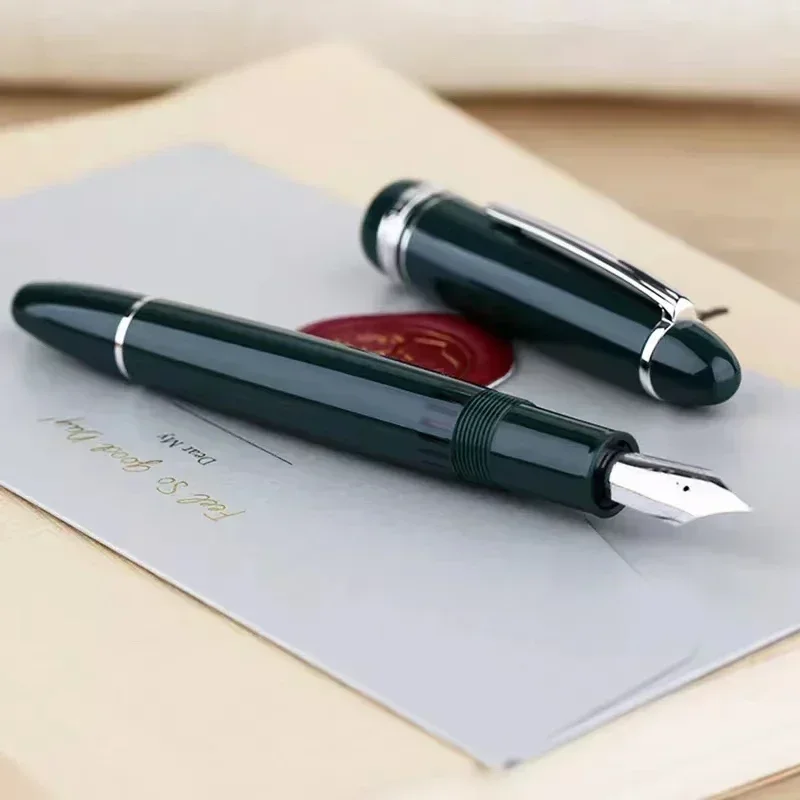 MAJOHN P136 Resin Fountain Pen Copper Piston EF 0.4mm F 0.5mm M Nibs School Office Supplies Student Writing Gifts Pen Stationery
