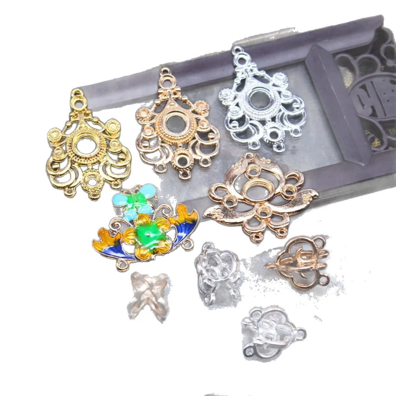 Golden Baroque Filigree Metal Base Pendant Retro Hollow Flower Frame Connector For DIY Jewelry Making Accessories Craft Supplies - Image 5