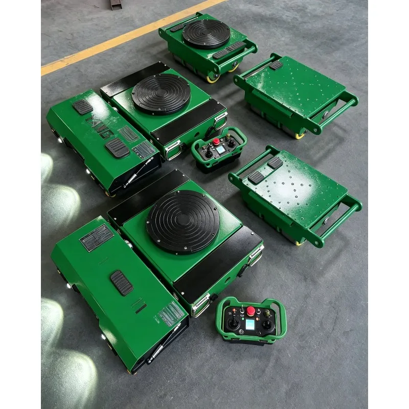 Multi‑Ton Electric Heavy‑Duty Tank Roller Trolley, Remote Operated Rotatable Lifting Cargo Mover Equipped with Rubber Wheels