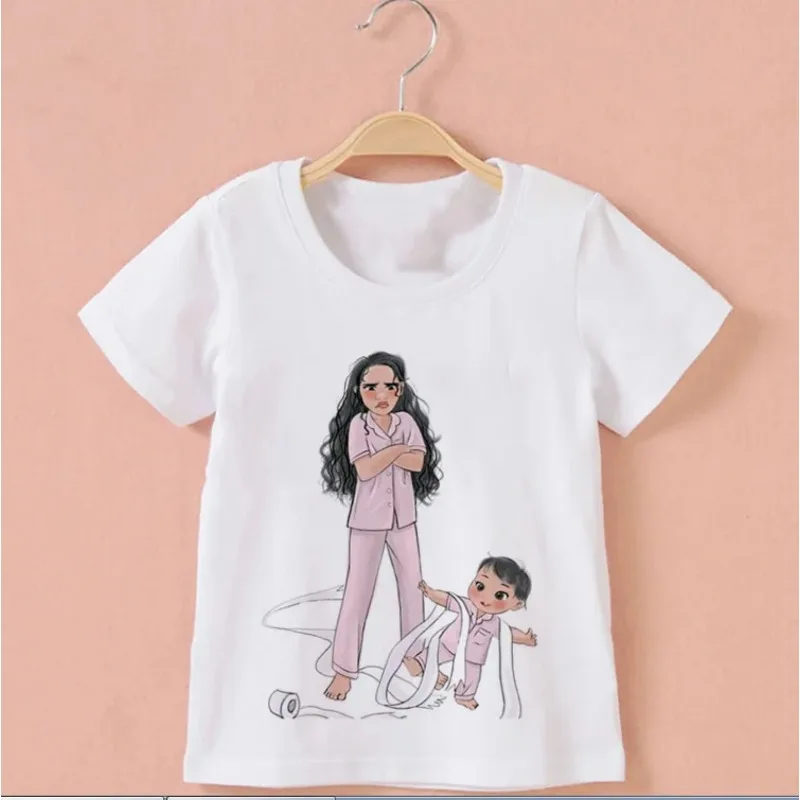 Camiseta cálida para Madre y niño, camisa con cuello redondo, blanca, estampado, Día de Acción de Gracias, Verano