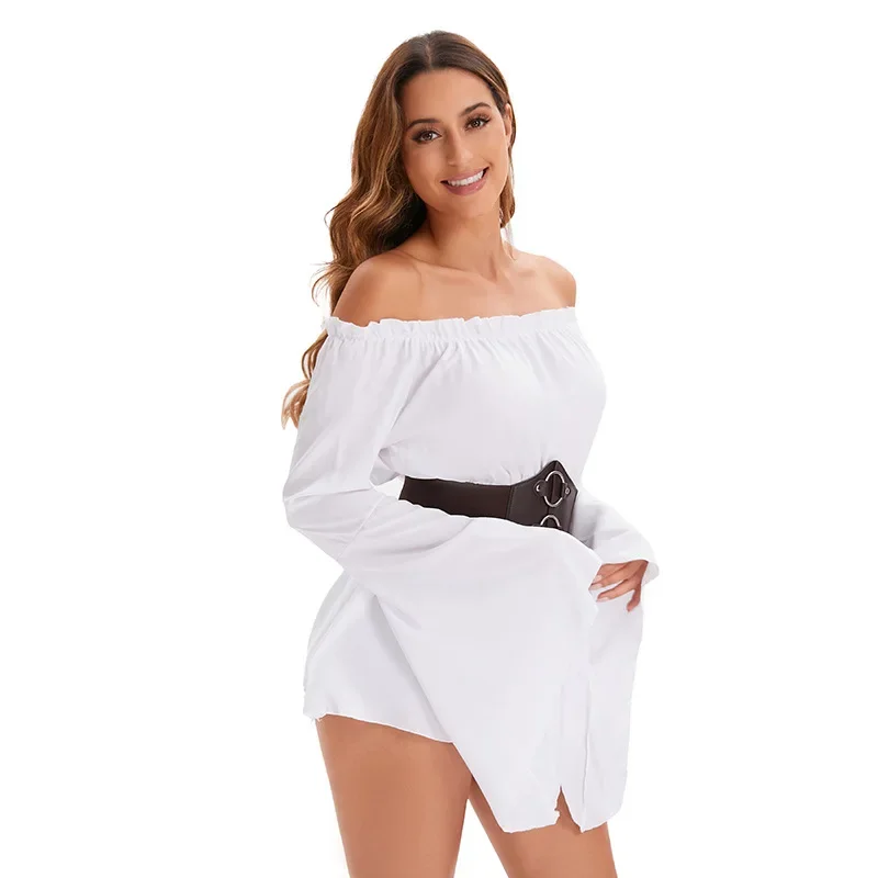 2025 Halloween Chemise Renacimiento medieval para mujer, blusa manga larga, túnica transportée, disfraz de Halloween