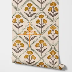 Big Flowers Yellow Floral Wallpapers, Traditonal Non Woven Plants Wall Wallpaper, Decorative Wall Decals Wallpaper Sticker