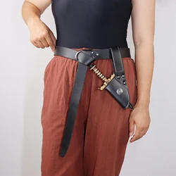 Vintage Medieval Viking Knight Sword Scabbard PU Leather Knife Sheath Stand with Belt Holster Scabbard Role Playing Props