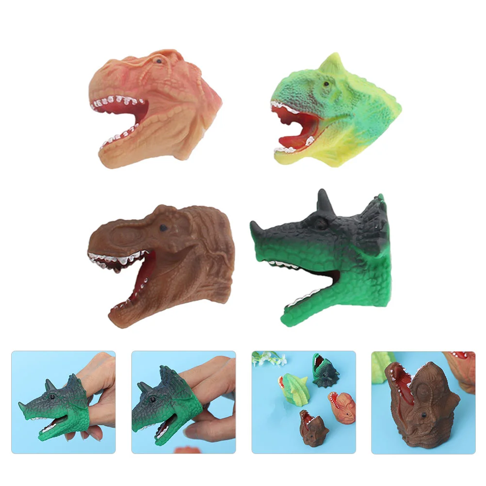 4 pçs dinossauro mão fantoche bordas suaves brinquedos cabeça dedo bebê bonecas compactas brinquedo de plástico crianças fantoches para