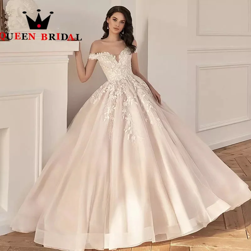 

Elegant Appliques Lace Wedding Dress Sweetheart Off The Shoulder Backless Sleeveless Bridal Ball Gown Robe De Mariée Custom S57X