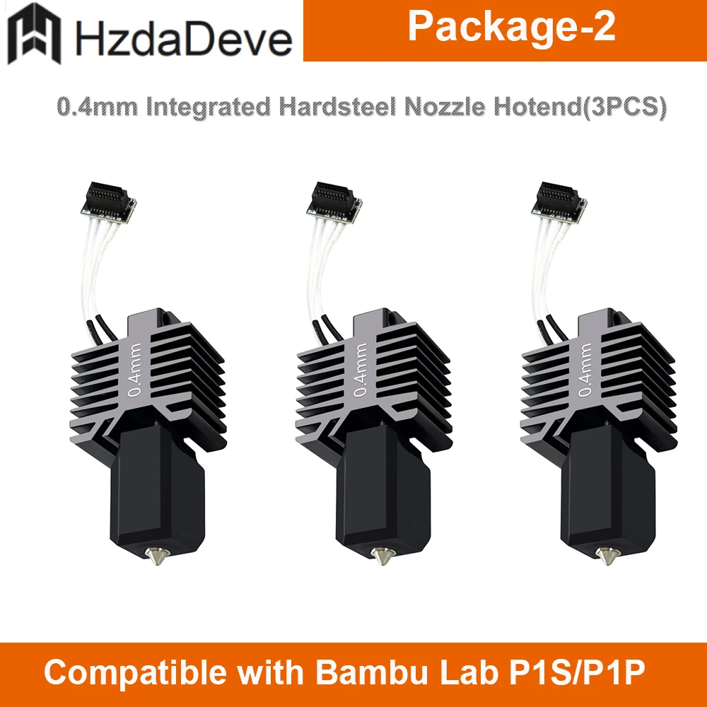 

HzdaDeve for Bambu Lab P1P/P1S Hotend Upgraded Integrated 0.2 0.4 0.6mm Ceramic Assembled Extruder Printhead Kit (No Leakage)