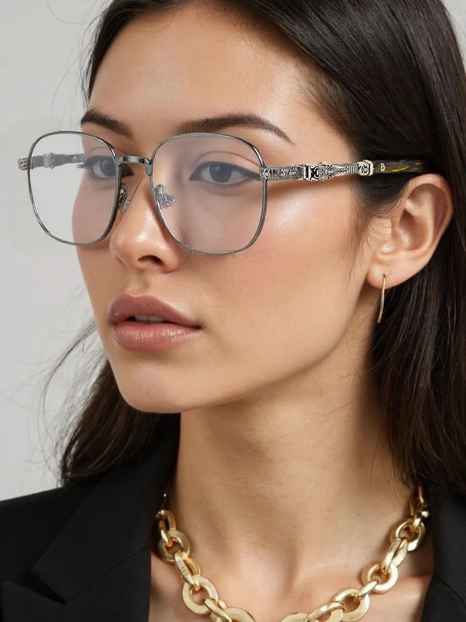 New Popular Fashion Luxury Brand Men's Titanium Frame Eyeglasses Casual Daily Retro Carving Optical Prescription Women's Glasses
