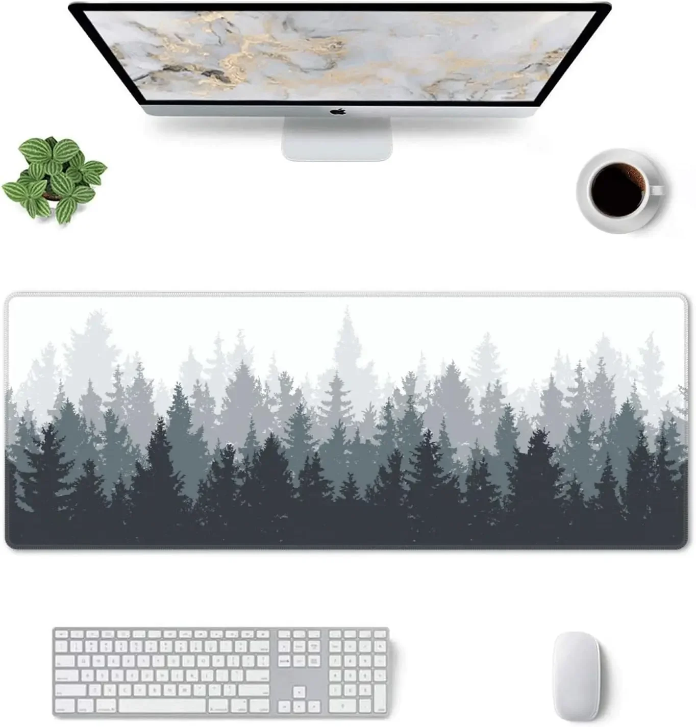 

Forest Gaming Mouse Pad Long Extended XL Mousepad Desk Pad Large Rubber Mice Pads Stitched Edges 31.5'' X 11.8'' for Laptop