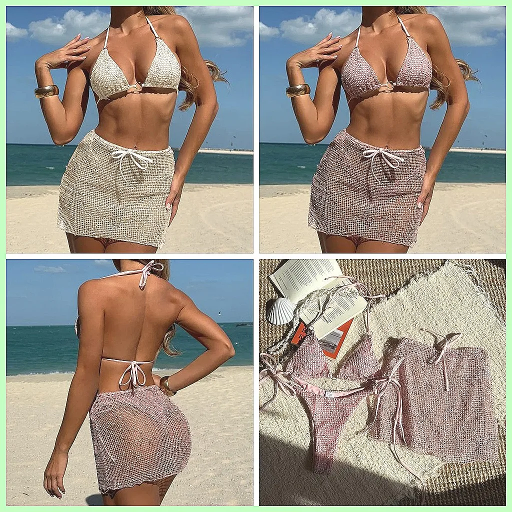 

Mesh Sexy Push Up Bikini Set for Women - Brazilian Beach Swimwear Bathing Suits