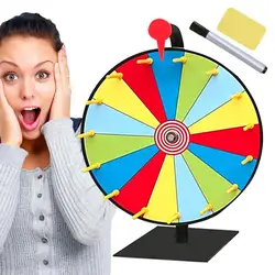 30cm 12 Inches Lottery Activity Turntable Draw Spining Prize Lucky Wheel of Fortune Game Color Dry Erase Heavy Duty Tabletop