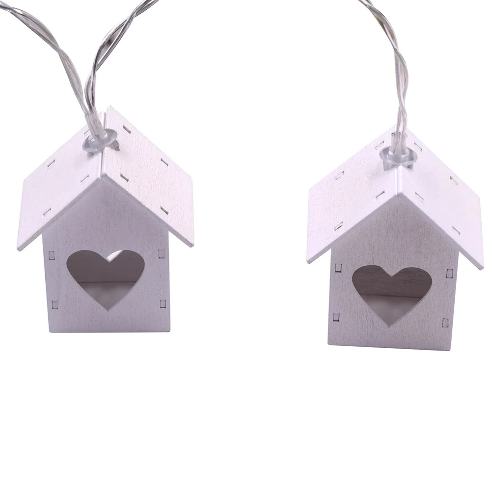 

10 LED String Lights Hollow Wooden Decorative Lights Table Wall Holiday Party Christmas Store Garden