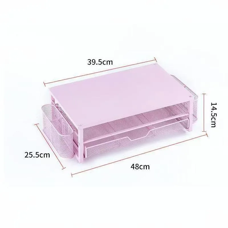 2025 Precious Metal Minimalist Modern Computer Height Stand, Office Storage Drawer Storage Rack Desktop