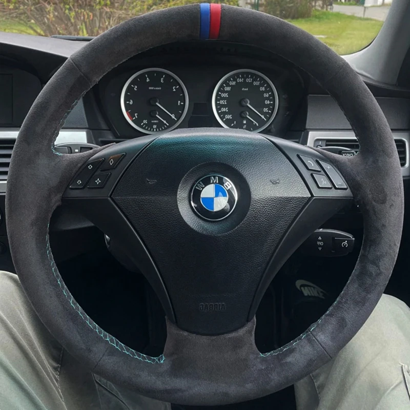 

Car Accessories Car Steering Wheel Cover Soft Suede For BMW 523 530 523li 525 520li 535 545i E60 Steering-Wheel Cover Wrap