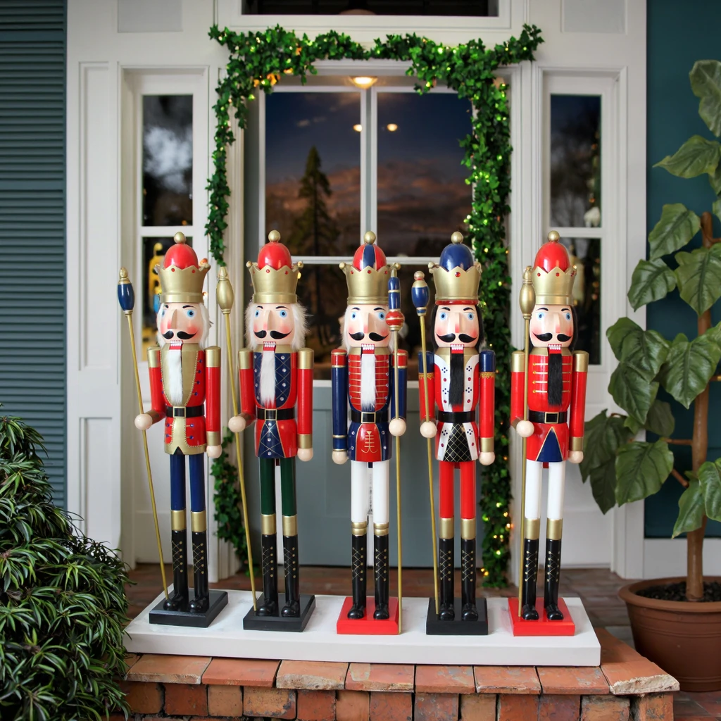 180cm 6ft Classic Life Size Wooden Cascanueces 6 Feet Nutcracker Soldier for New Year Ornament