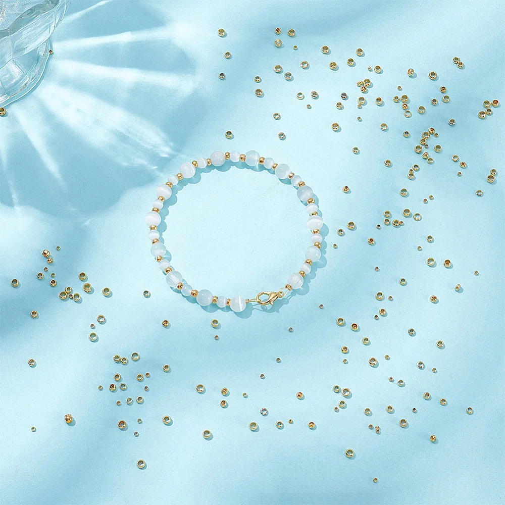 3000pcs Round Crimp Bead 1.5/2.5/3mm Long Golden Spacer Beads Rondelle Bead Tiny Metal Round Loose Beads for DIY Bracelet