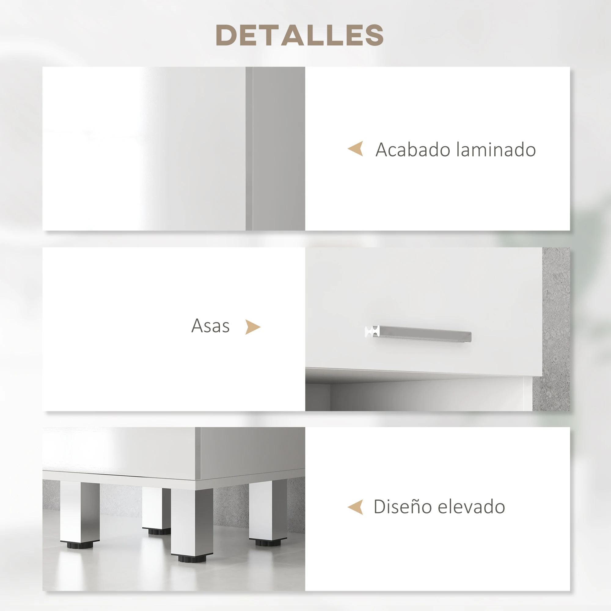 Mueble Auxiliar de Baño Moderno, Armario de Baño con 1 Cajón Ajustable en 3 Posiciones y 2 Armarios de 30x30x cm, Blanco Brillante