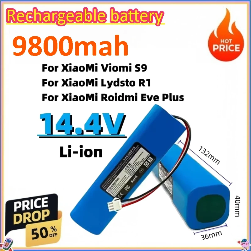 

14.4V 9800mah Rechargeable Lithium-ion Battery for Xiaomi Lydsto R1 Robot Vacuum Cleaner