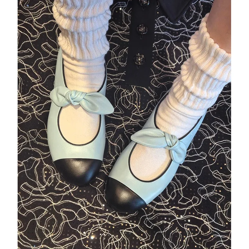 

2025 New Mary Jane Shoes Female Cute Bow Flats French Vintage Small Leather Shoes Luxury Designer Flat Office Shoes for Women