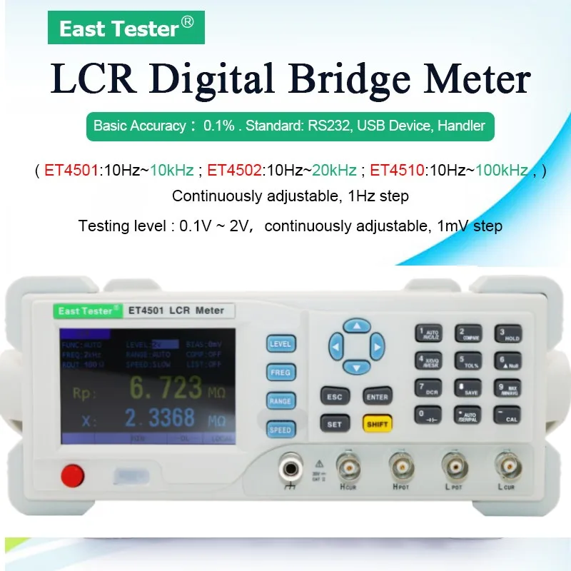 East Tester Benchtop LCR Meter Precision Digital Lab Tester for Apacitance Ground Insulation Resistance Inductance Accuracy 0.1%