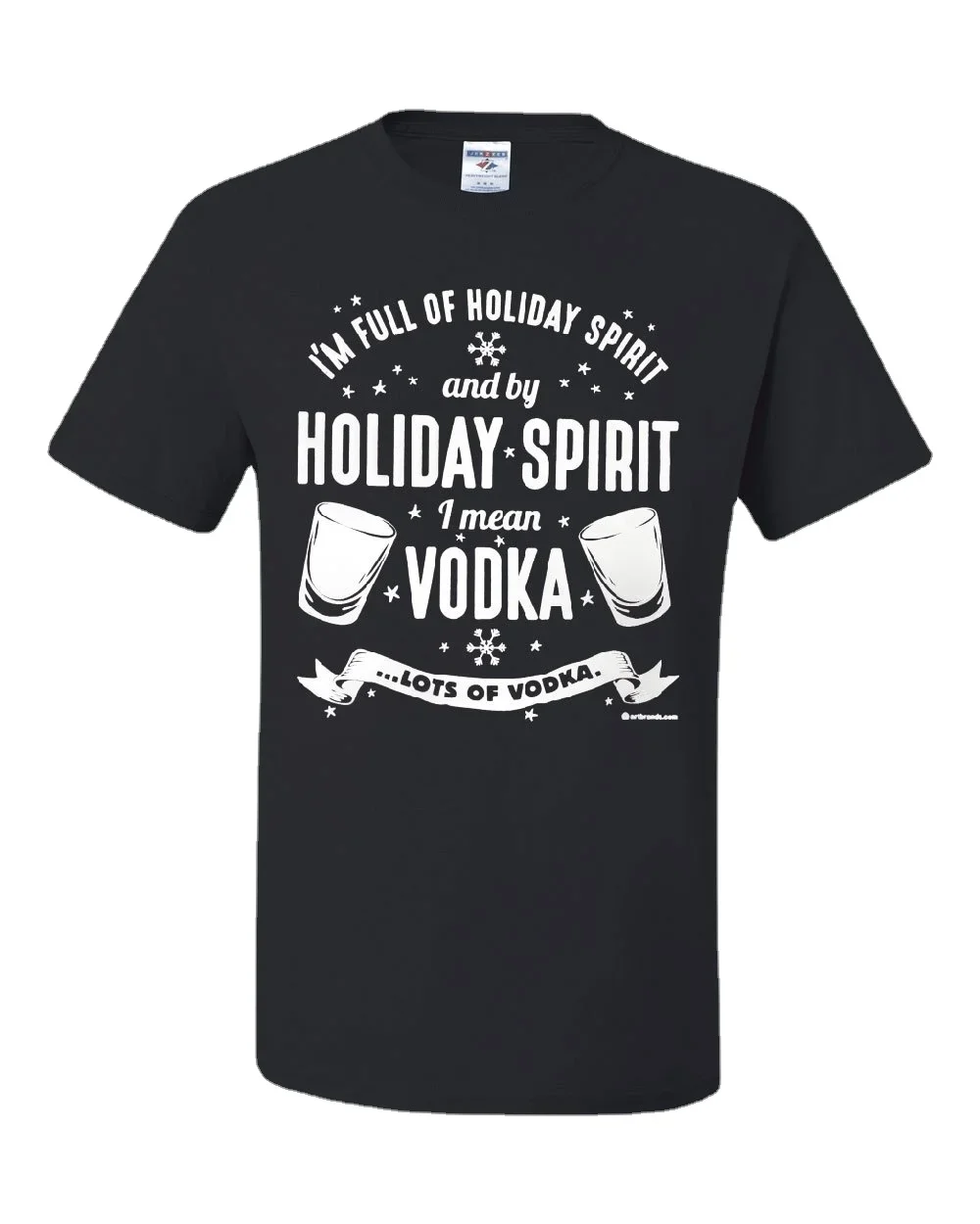 

Full of Holiday Spirit Funny Drinking Christmas T-Shirt 100% Cotton O-Neck Short Sleeve Casual Mens T-shirt Xmas Streetwear