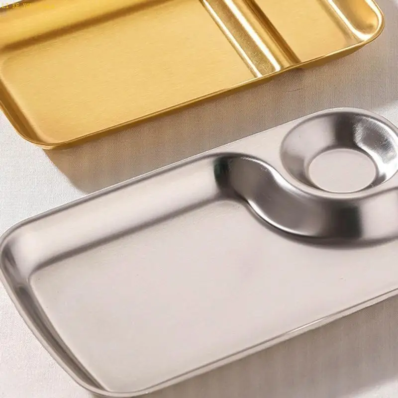 W3JE Modern Gold/Silver Stainless Steel Platters For Organized Snacks Presentation