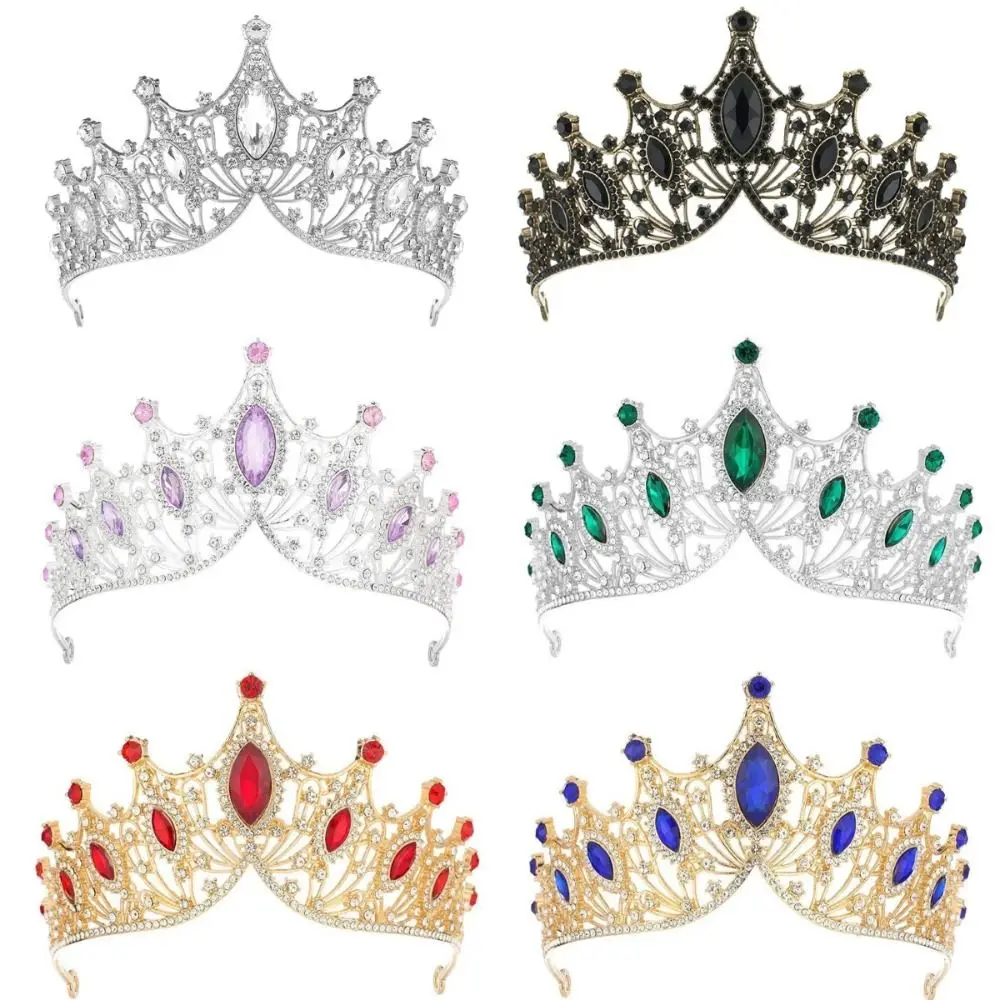 

Винтажная корона принцессы со стразами, тиара из сплава в стиле барокко, хрустальная тиара, аксессуары для волос, свадебная повязка на голову, свадебная вечеринка