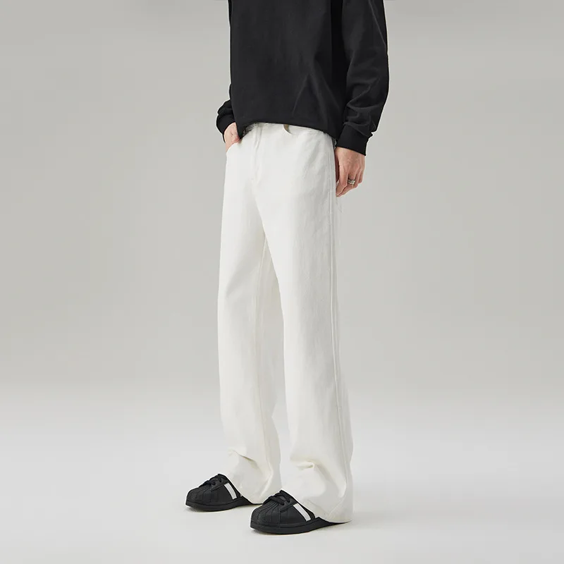 

Мужские уличные минималистичные повседневные широкие брюки больших размеров, модные брюки на весну и осень, мужские свободные повседневные брюки с прямыми штанинами
