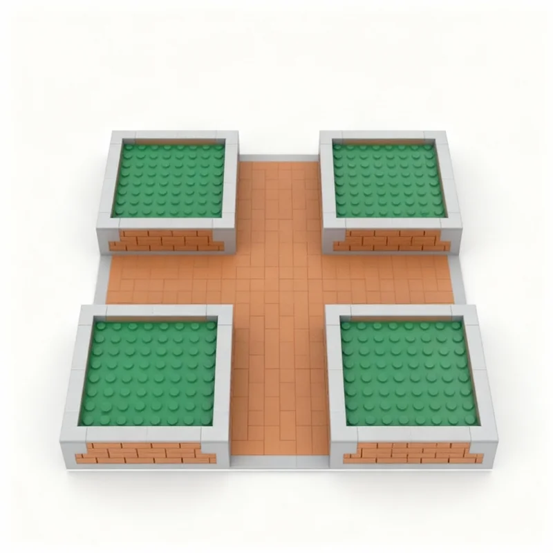 

588pcs MOC Pedestrian Square Raised Beds Modular Streetscape Model Building Blocks Architecture Toys Christmas Gifts Education