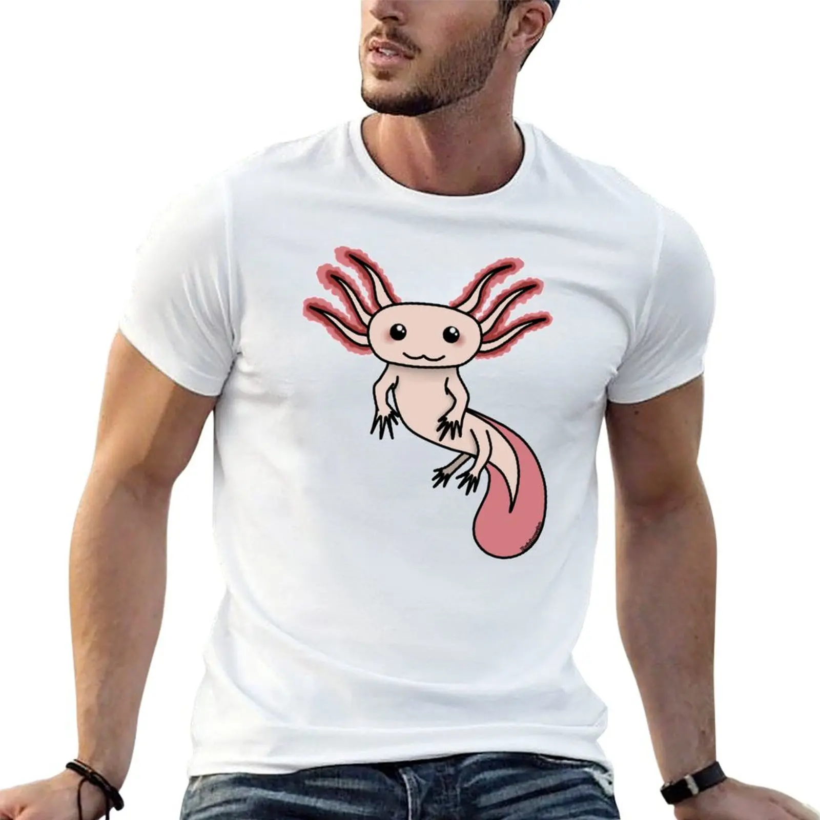 Chibi Axolotl T-Shirt blue archive anime shirt mens designer t shirt