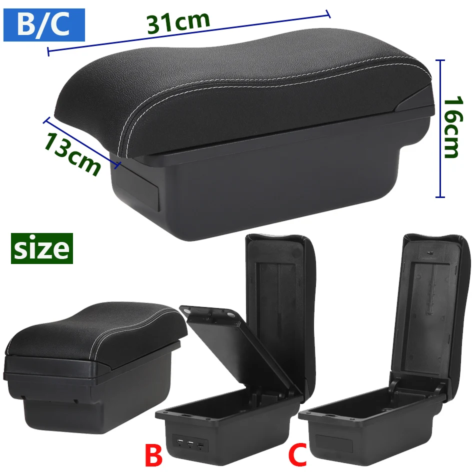 For Citroen C1 Armrest Box For Peugeot 107 Toyota Aygo BJ Armrest Car Accessories Store box Interior detail Simple installation