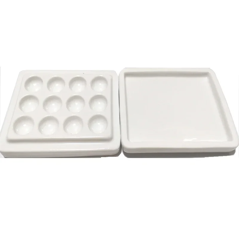 

1PC with Cover Dental lab equipment Porcelain Mixing Watering Moisturizing plate 12 Slot Ceramic Palette