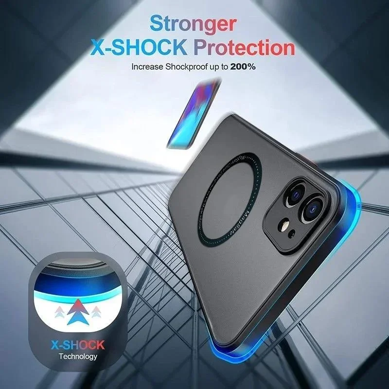 حافظة ضد للصدمات للشحن اللاسلكي ، حافظة مغناطيسية ، فاخرة ، غير لامعة ، شفافة ، لـ oneplus ace 2 ، 9 ، 8 ، 10 pro ، 10t ، 11 rt ، 9r ، 8t ، 12