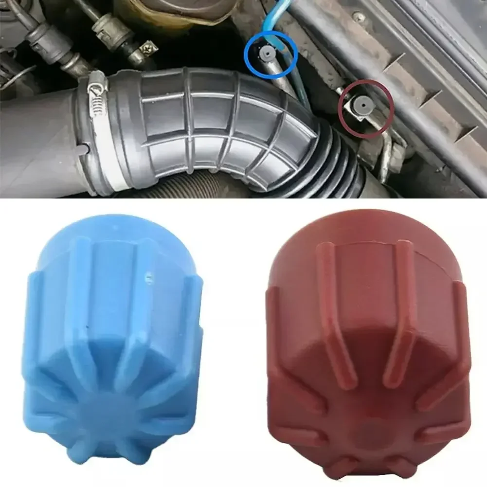 2pcs Car A/C Valve Cap Air Conditioning Valve Core Set Valve Dust Cover High Low  Air Conditioning Valve Core Set Accessories