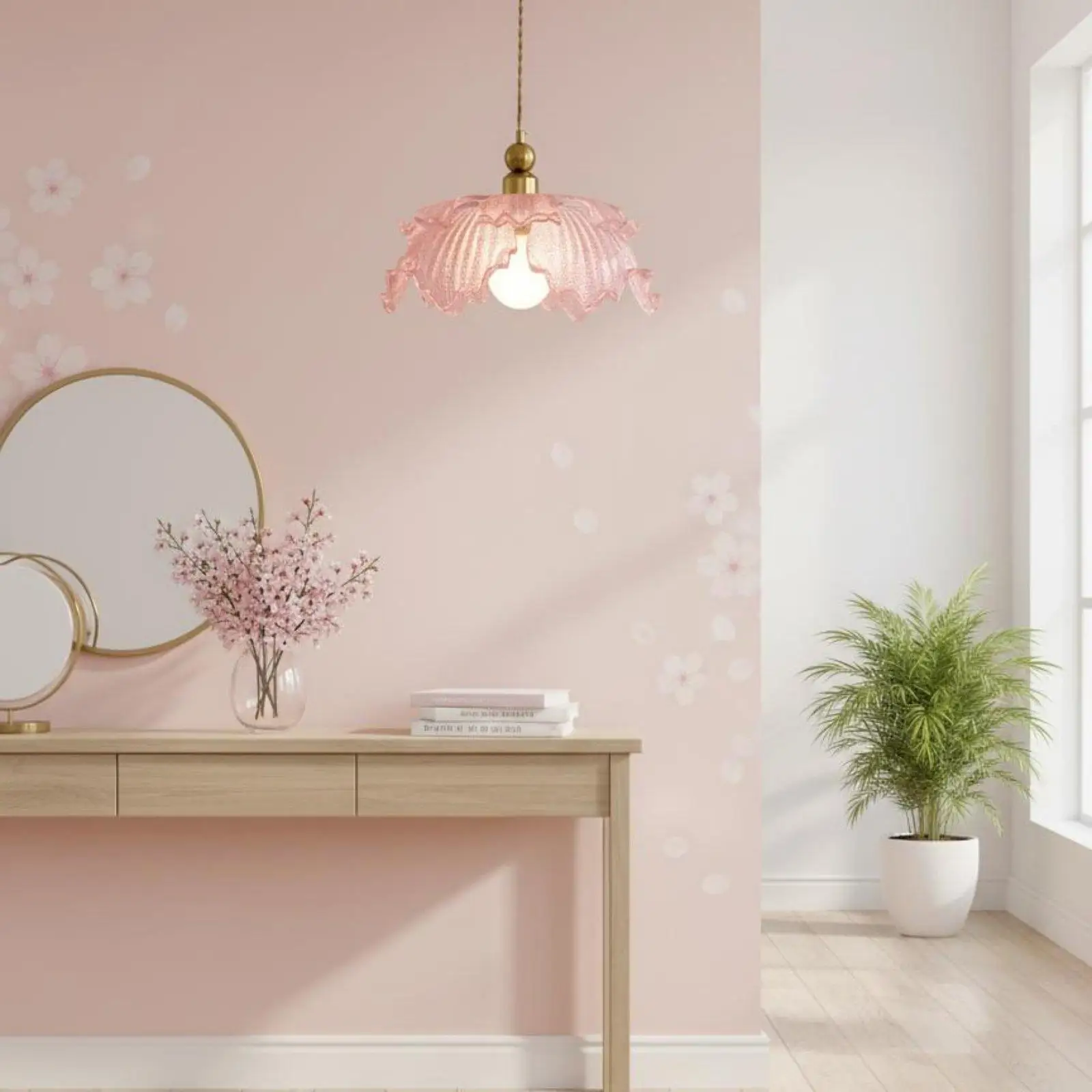 Modern Hanging Lampshade Ceiling Pendant Light with Adjustable Drop and Eye Protection for Bedroom Decor