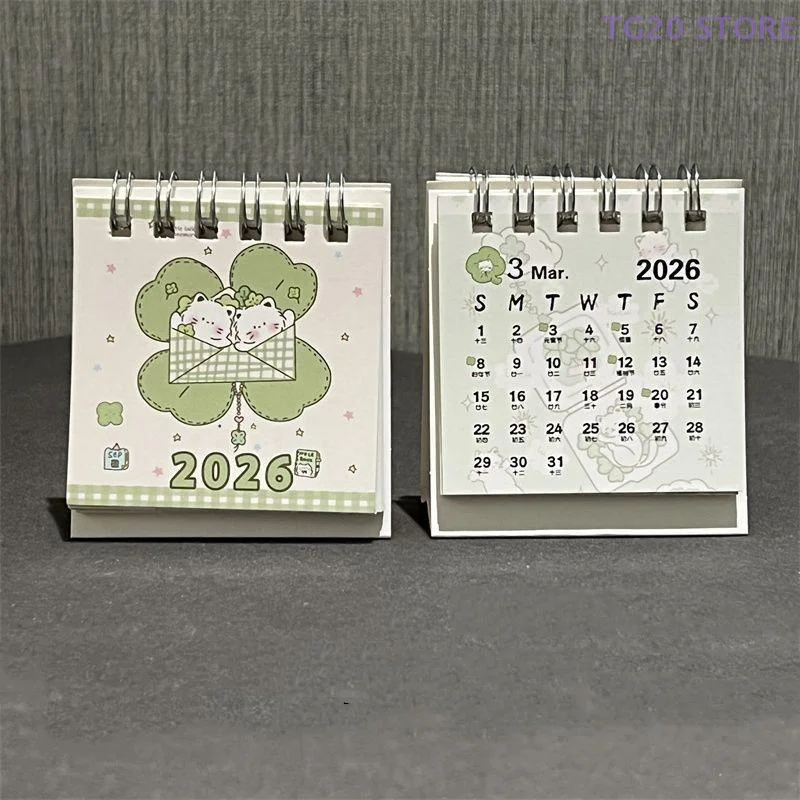Mini Desktop 2026 Calendar Lucky Cat Themed Ins Style Decoration Cute Schedule Planner For Students Office Desk Organizer