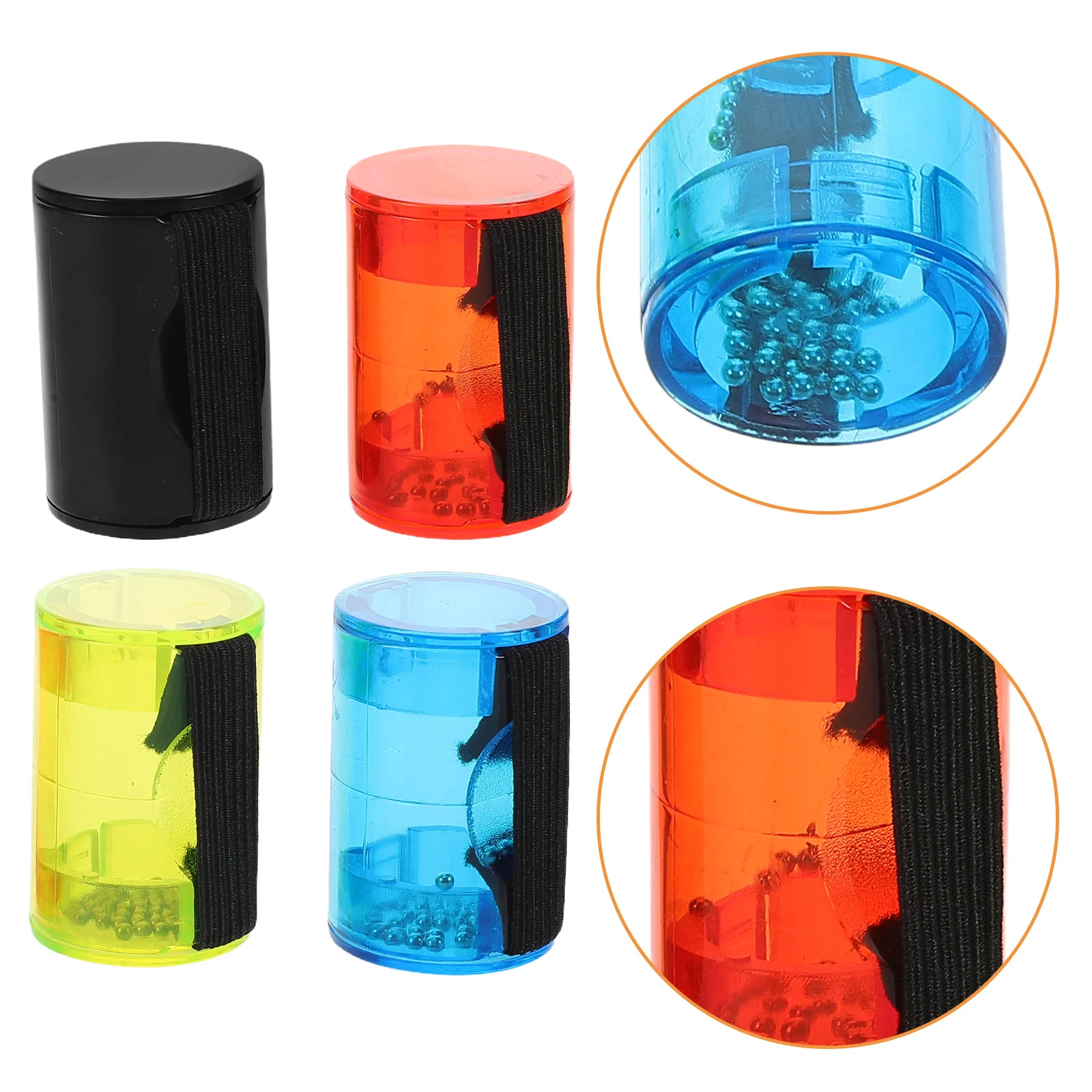 

4Pcs Finger Shakers Plastic Music Bell Ukulele Accessory Black Red Blue Green for Band Percussion Instrument Shaker Music