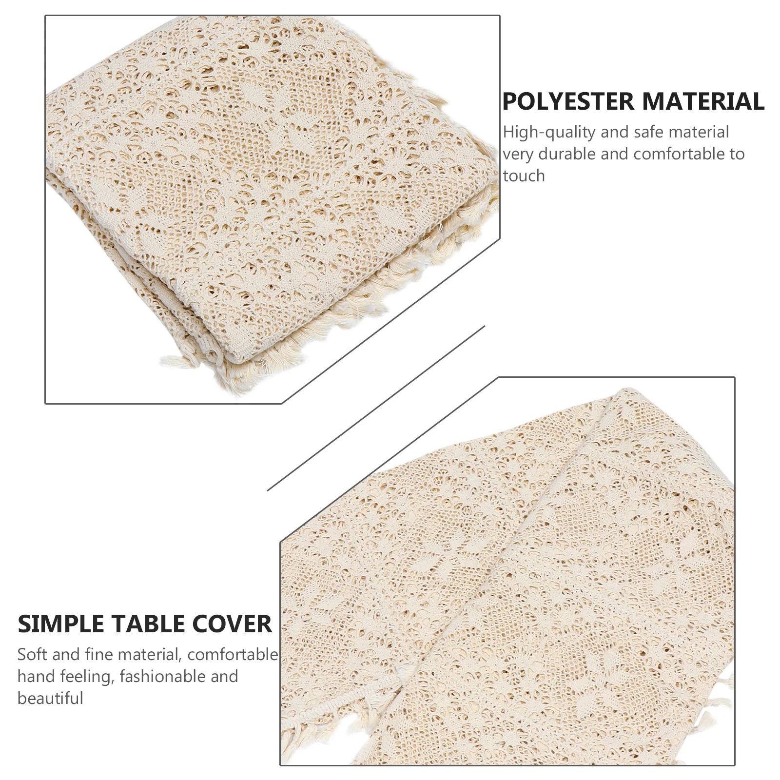 

1Pcs Hollow-Out Table Cover Pastoral Style Knitted Cotton Thread Desktop Decor Lightweight Foldable Tablecloth for Home Dining