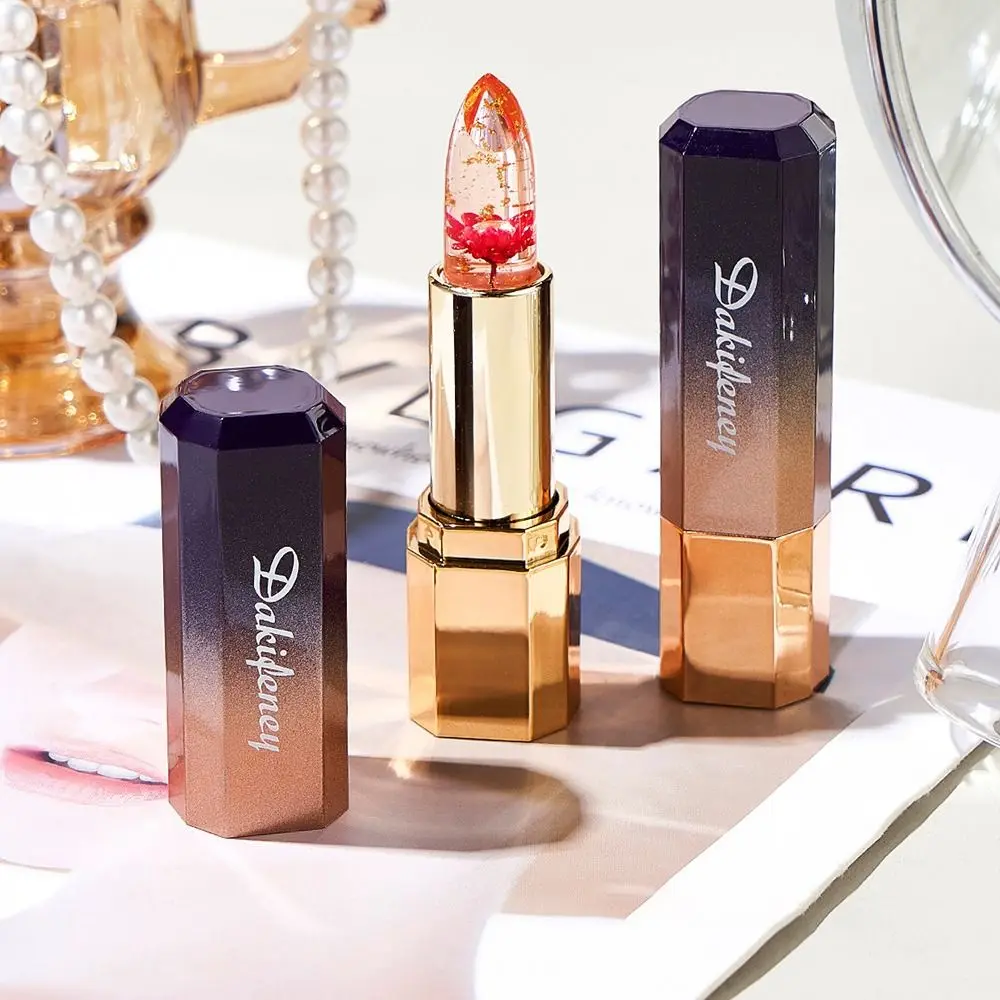 موضة شفافة هلام زهرة أحمر الشفاه المغذي طويلة الأمد بلسم الشفاه ترطيب غير عصا كوب ملمع الشفاه للنساء