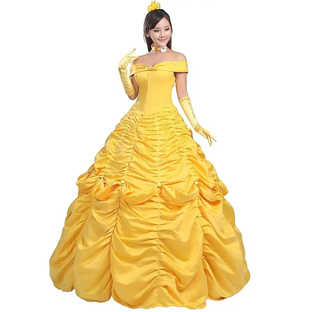 Erwachsene Belle Kleid Damen Schönheit und Biest Kostüm Cosplay Prinzessin Partykleid Ballkleid Outfit