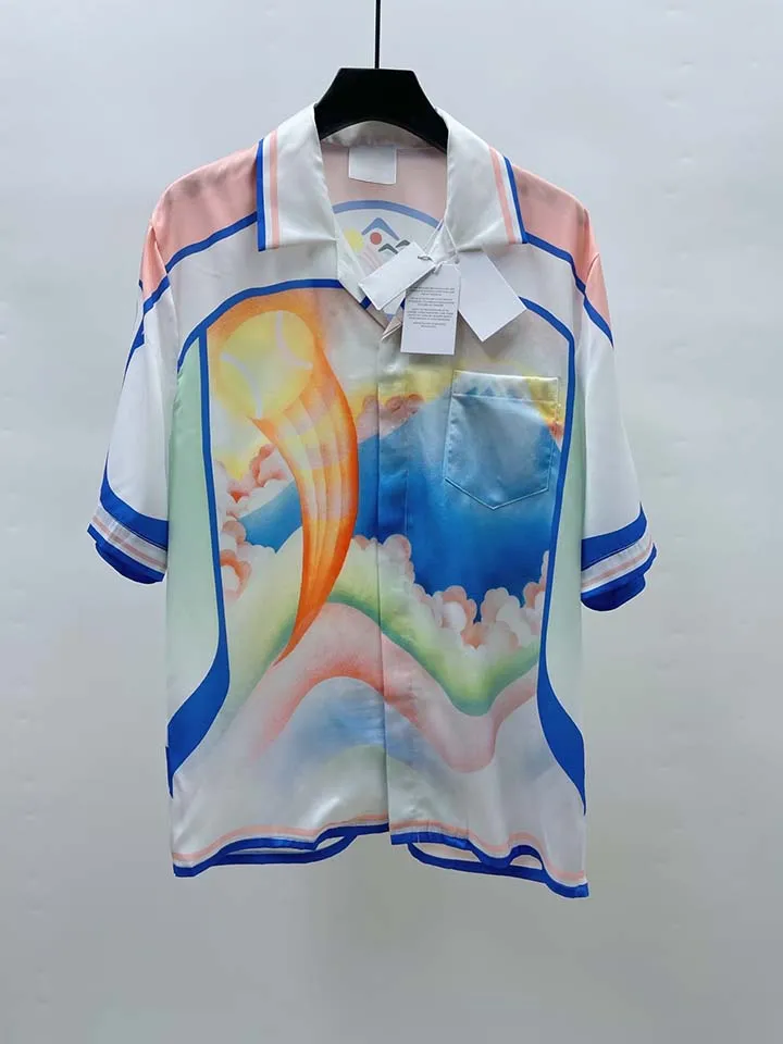 

2026SS Casinoblank Paris Printed Men Silk Shirts Oversized Men Streetwear Casual Summer T shirt Shirts