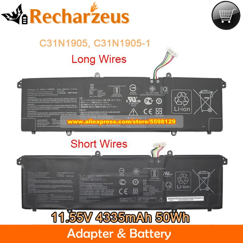 Genuine C31N1905 Battery C31N1905-1 11.55V 4335mAh 50Wh forVivobook 14 D413IA 15 X1505ZA 16X X1603ZA 17X K1703ZA M6500QB