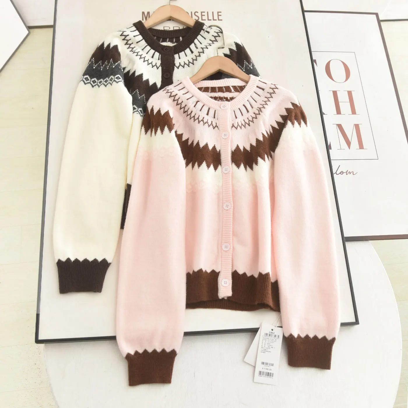 

Retro Fair Isle Knitted Sweater 2025 Winter New Sle Slimming Versatile Long Sve round Ne Button up Cardigan Coat for W...