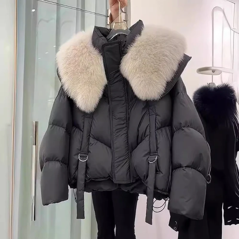 Neue Koreanische Mode Pelz Kragen Winter Frauen Weiße Jacke Damen Vintage Kurze Warme Puffer Mantel Weibliche Parka Oberbekleidung 033