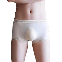 Men Sexy Shorts U Convex Pouch Boxer Briefs Mesh See-Through Bulge Pouch Underwear Breathable Underpants Stretch Boxershorts