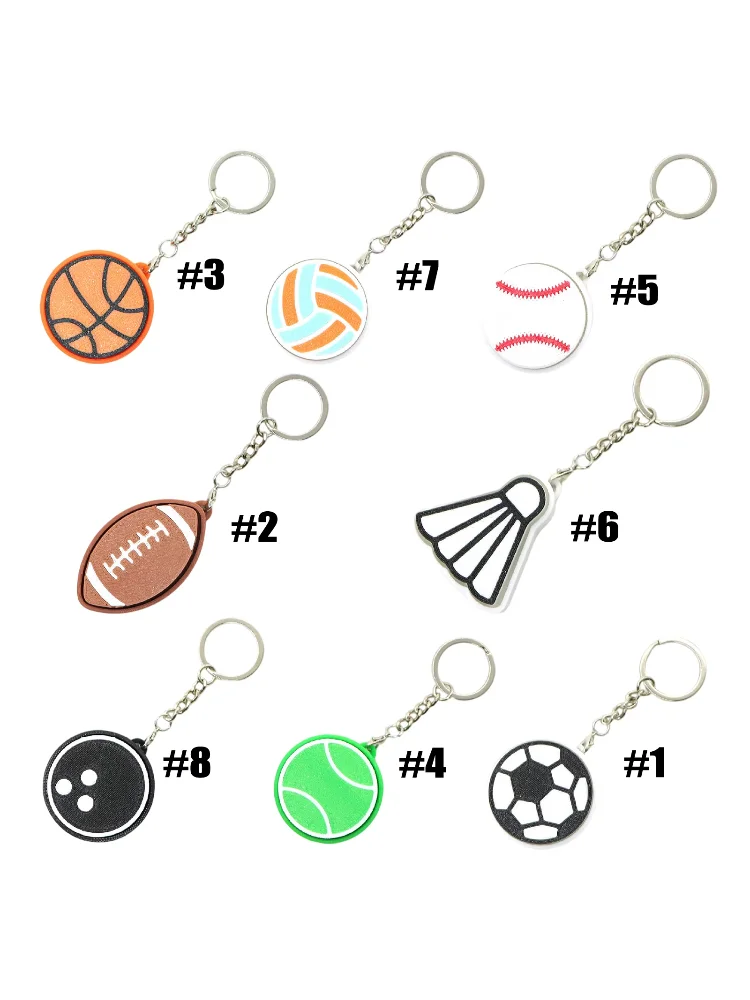 3D Printed Sports Balls Clicker Key Chain Sport Theme Cartoon Sensory Clicker Sport Ball Keychain for Handbag Decoration
