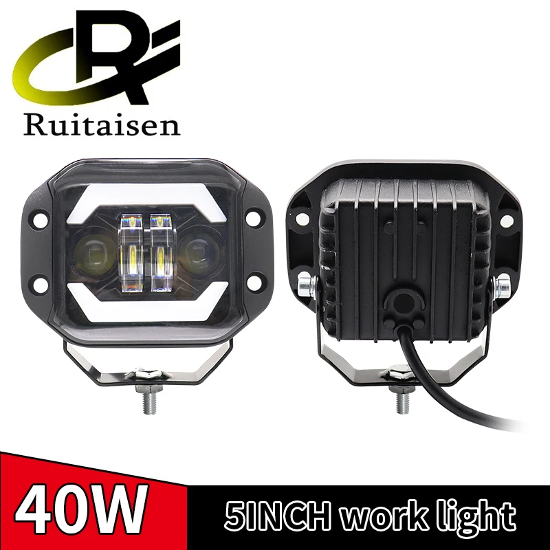 DRL LED Headlights 5 Inch 12V Driving Work Light for Jeep Truck Off Road 4X4 SUV Car LED Spotlight Flush Mounted 6000K Lamp